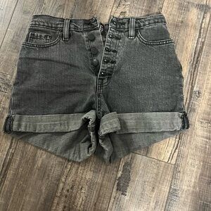 black/grey denim shorts